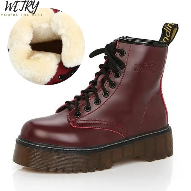 2020 Black Martin Boots Genuine Leather Boots For Women Ankle Boots Punk Dr Motorcycle Shoes Thick Heel Platform Winter Shoes