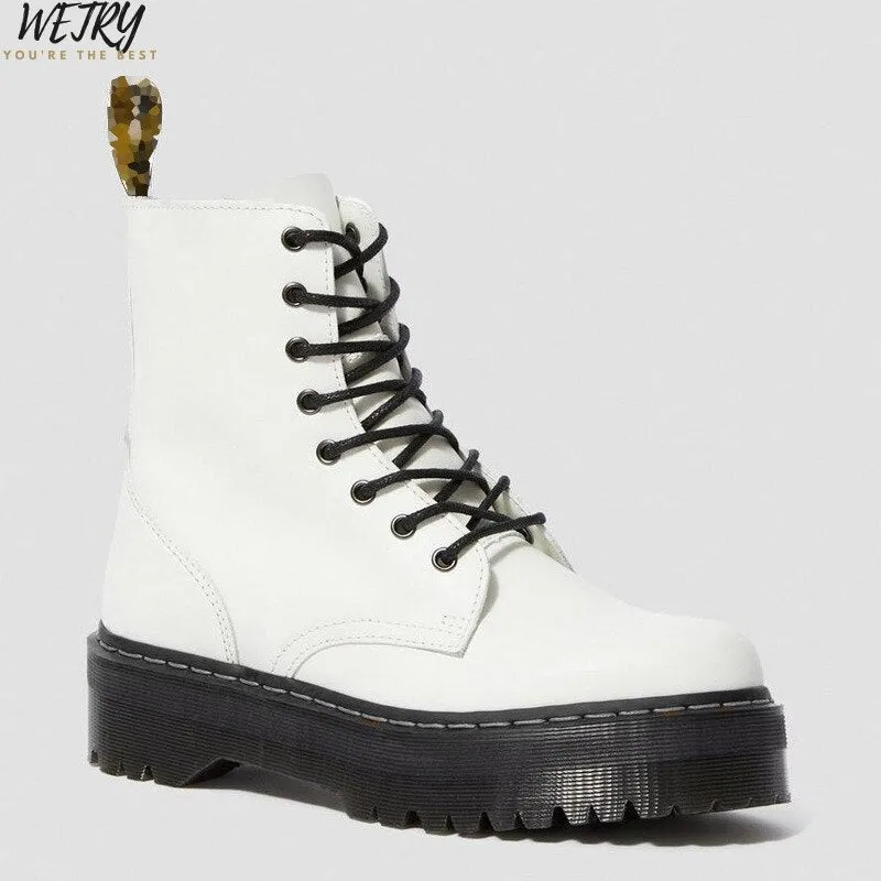 2020 Black Martin Boots Genuine Leather Boots For Women Ankle Boots Punk Dr Motorcycle Shoes Thick Heel Platform Winter Shoes