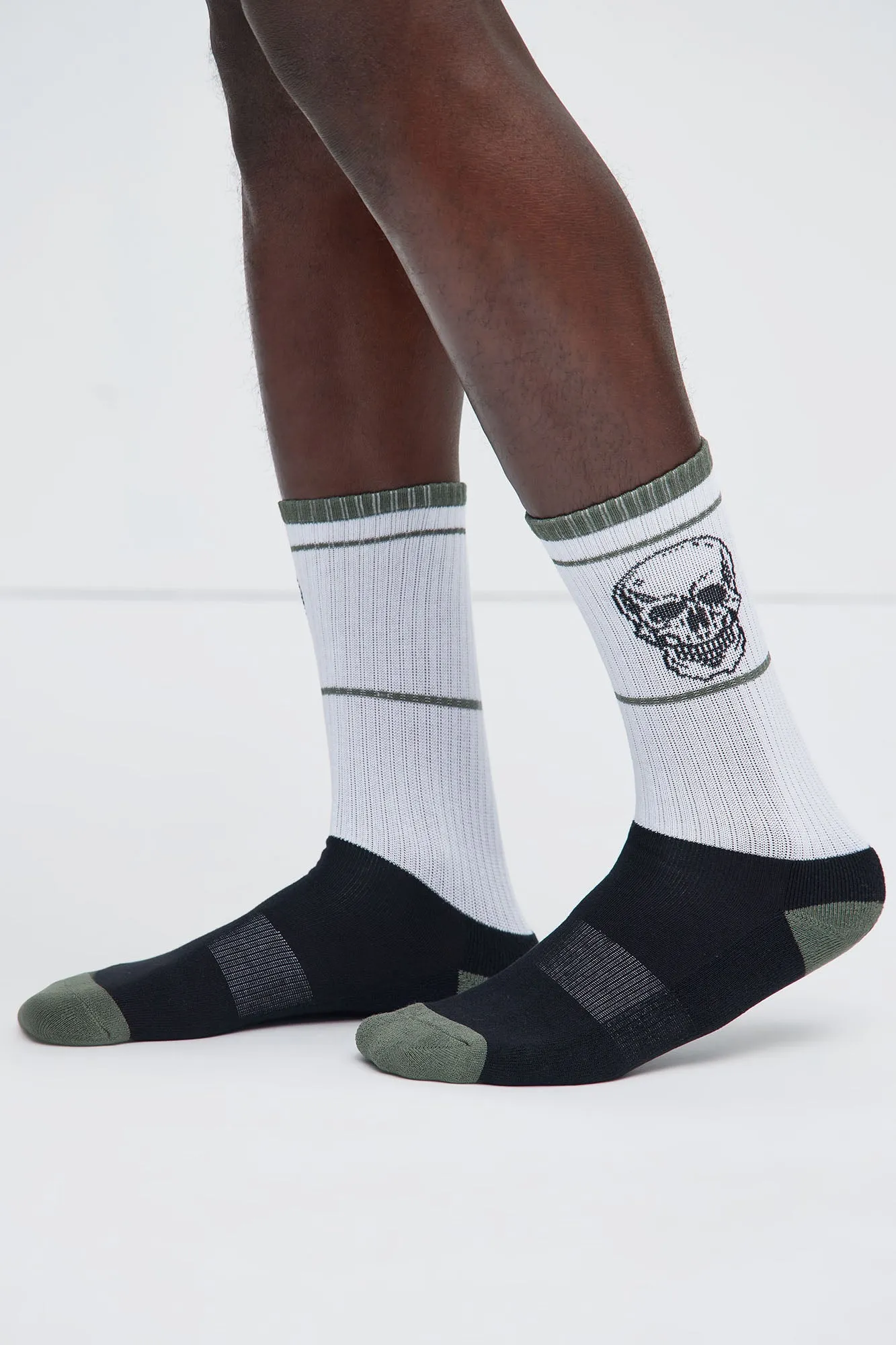 Skeleton Stripes Socks 2 Pack - Green/combo