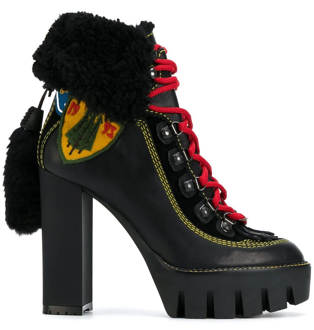 'Stivale' Ankle Boots, Black Fur