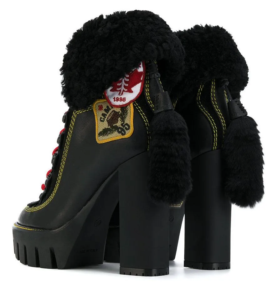 'Stivale' Ankle Boots, Black Fur