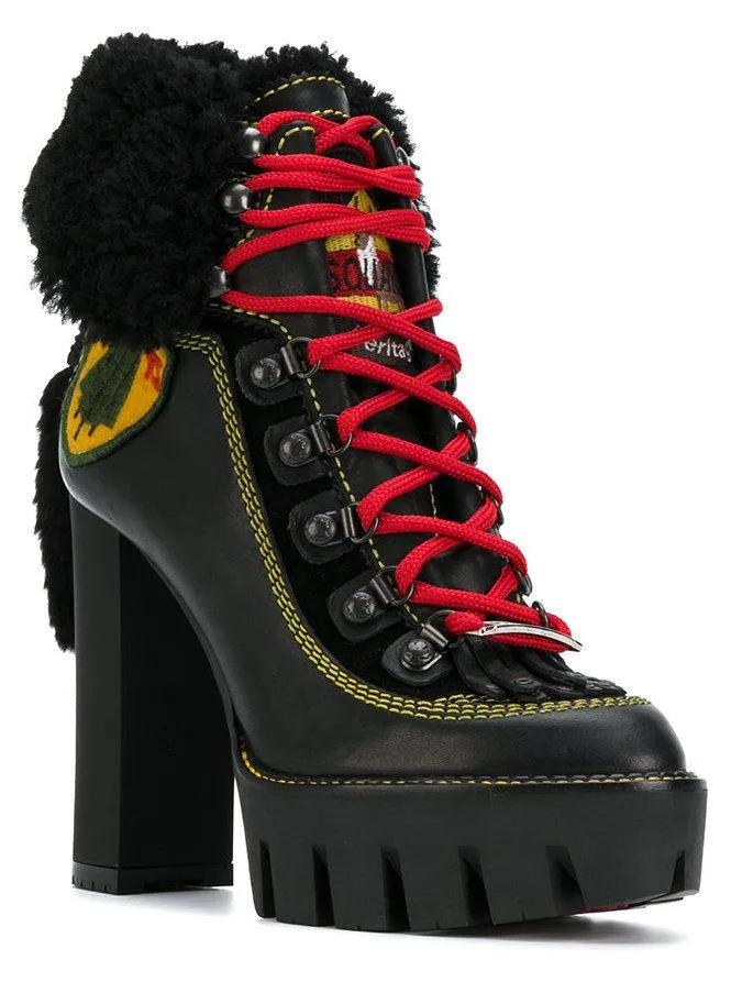 'Stivale' Ankle Boots, Black Fur