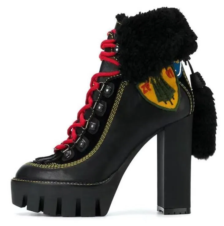 'Stivale' Ankle Boots, Black Fur