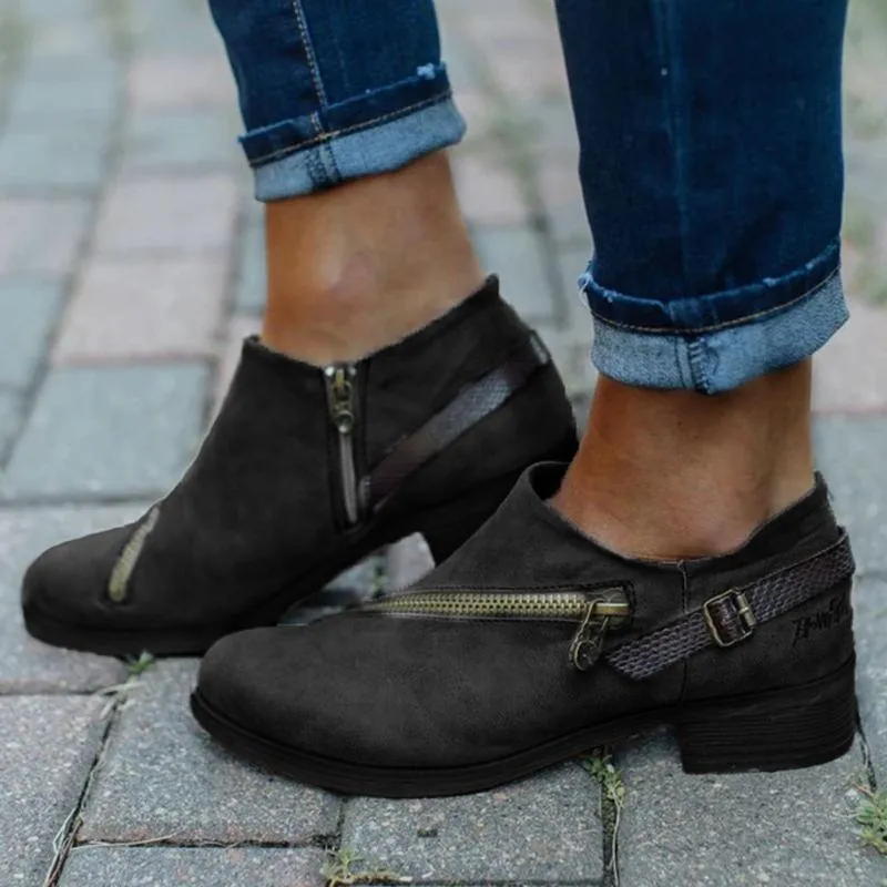 Women chelsea boots square heel belt martin boots