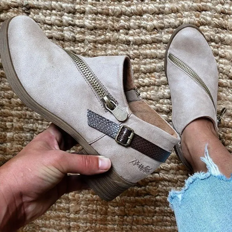 Women chelsea boots square heel belt martin boots