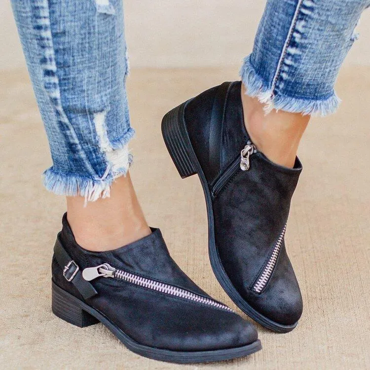 Women chelsea boots square heel belt martin boots