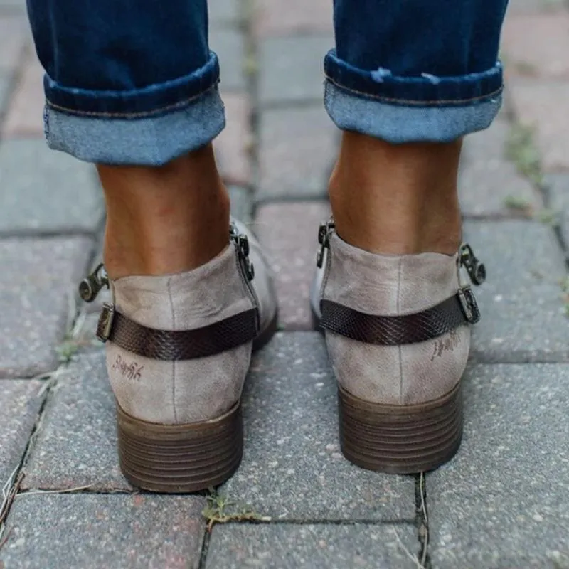 Women chelsea boots square heel belt martin boots