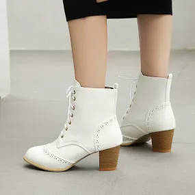 Women's Chunky Heel Lace-up Martin Ankle Boots